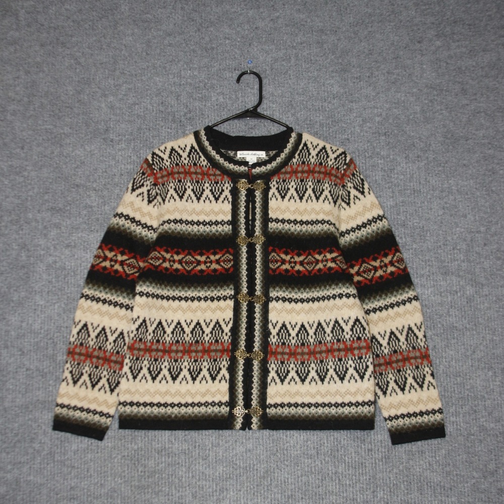 Telluride Clothing Co Fair Isle Cardigan Sweater Womens M Multi Color Wool Clasp